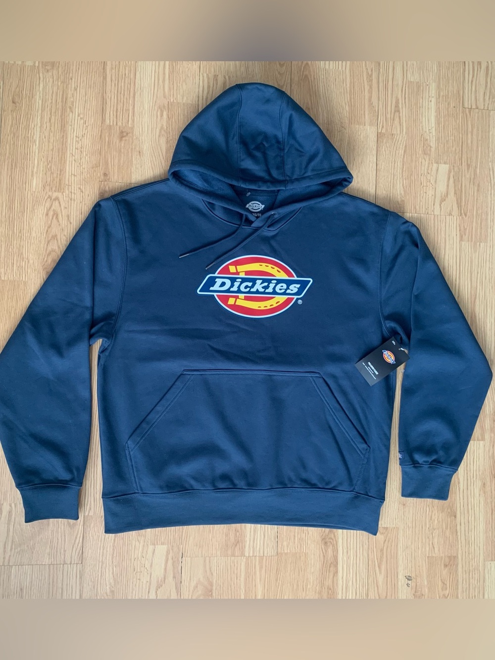 Dickies Men's XL Blue Logo Graphic Fleece Pullover Hoodie Kangaroo Pocket Gym